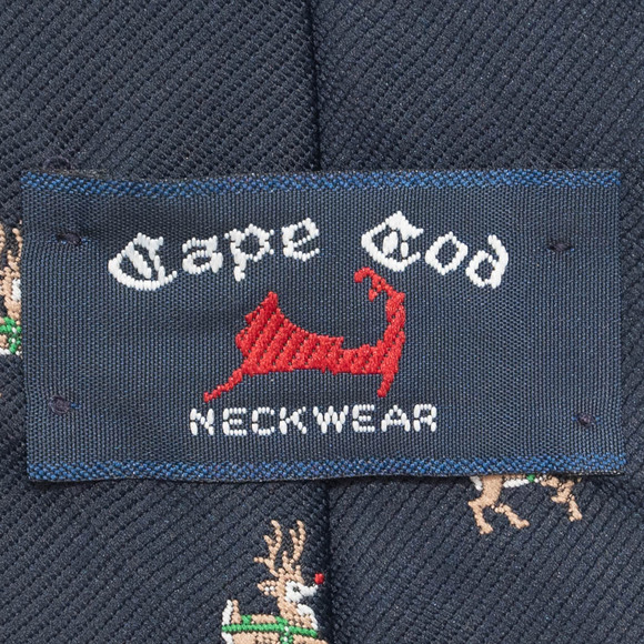 Cape Cod Blue Christmas Reindeer Necktie - Picture 4 of 7